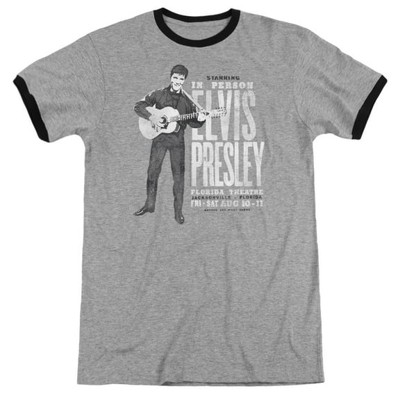 Elvis Presley In Person Adult Ringer T-Shirt Athletic Heather