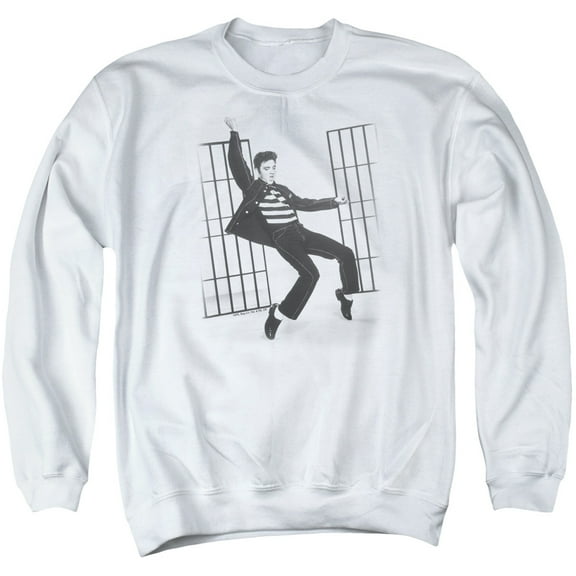 Elvis Presley Jailhouse Rock Adult Crewneck Sweatshirt White