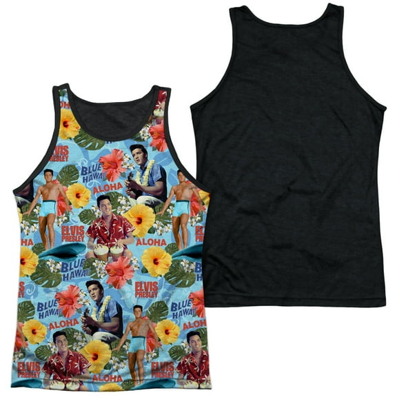 Elvis Presley King of Rock Icon Hawaiin Shirt Adult Black Back Tank Top Shirt