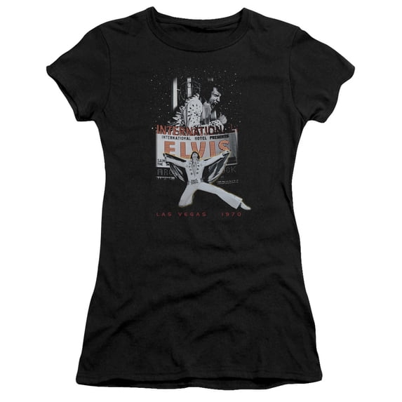 Elvis Presley - Las Vegas - Juniors Teen Girls Cap Sleeve Shirt - X-Large