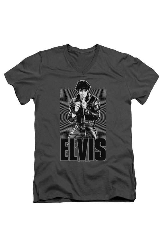 Elvis Presley - Leather - Slim Fit V Neck Shirt - X-Large