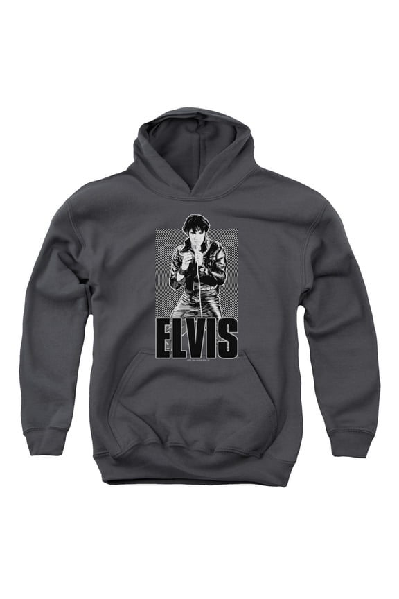 Elvis Presley Leather Youth Pullover Hoodie Sweatshirt Charcoal