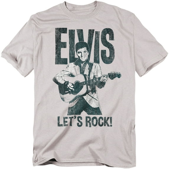 Elvis Presley T-Shirt Lets Rock Unisex Graphic Tee For Men & Women Silver 