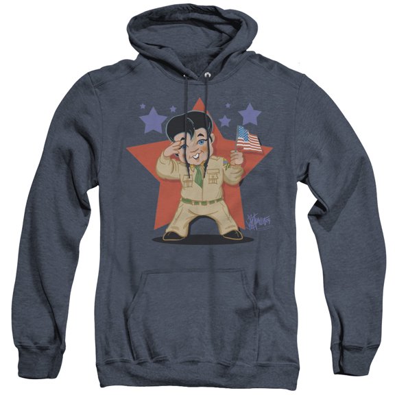 Elvis Presley Lil G I Adult Heather Hoodie Sweatshirt Navy