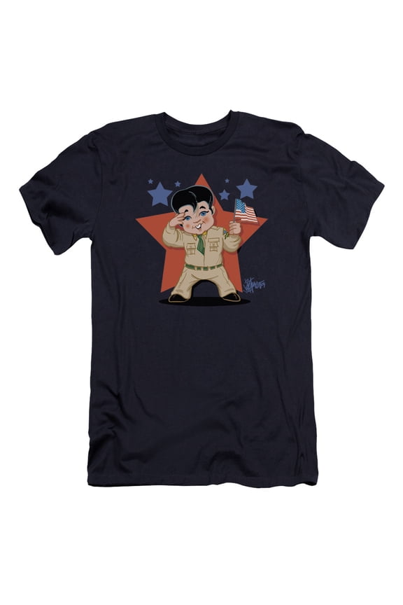 Elvis Presley Lil G I Premuim Canvas Slim Fit T-Shirt Navy