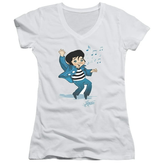 Elvis Presley Lil Jailbird Junior Women's V-Neck T-Shirt White