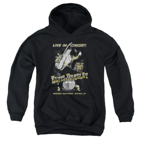 Elvis Presley Live In Buffalo Youth Pullover Hoodie Sweatshirt Black