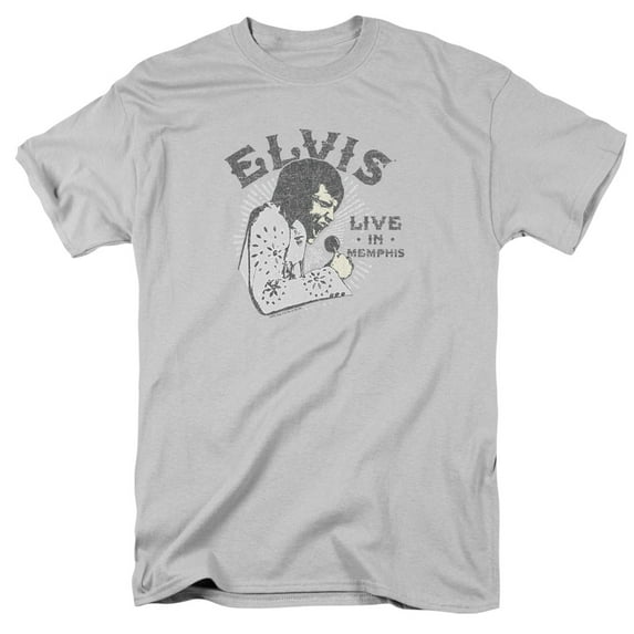 Elvis Presley Live In Memphis Adult 18/1 T-Shirt Silver
