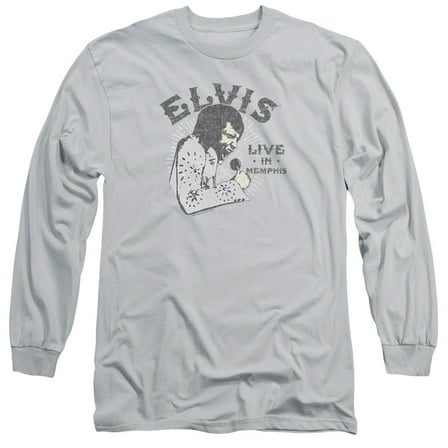 Elvis Presley Live In Memphis Adult Long Sleeve T-Shirt Silver