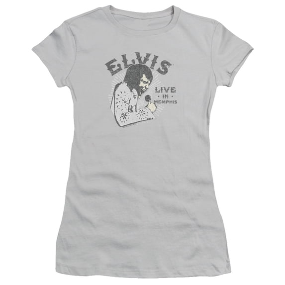 Elvis Presley Live In Memphis Junior Women's Sheer T-Shirt Silver