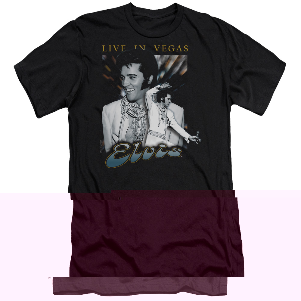 Elvis Presley Live In Vegas Adult 30/1 T-Shirt Black