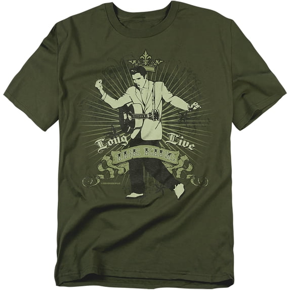 Elvis Presley T-Shirt Long Live The King Unisex Graphic Tee For Men & Women Military Green 