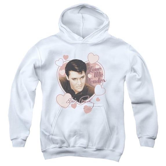 Elvis Presley Love Me Tender Youth Pullover Hoodie Sweatshirt White