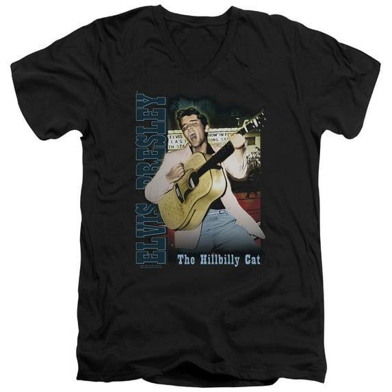 Elvis Presley Memphis Adult V-Neck T-Shirt Black