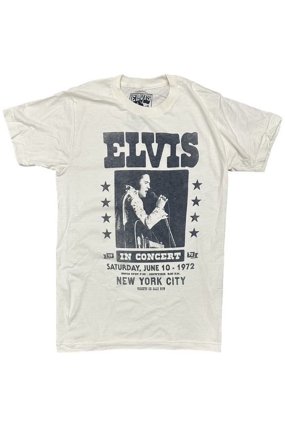 Men's Official Merchandise In Concert 1972 Vintage Tee T-Shirt (X-Large, Ivory (Light Cream))