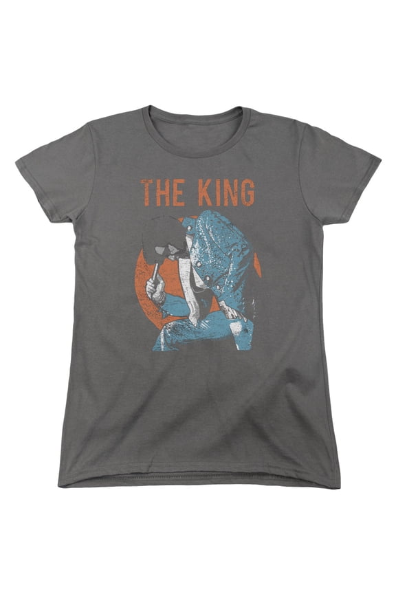 Elvis Presley Mic In Hand Women's T-Shirt Charcoal