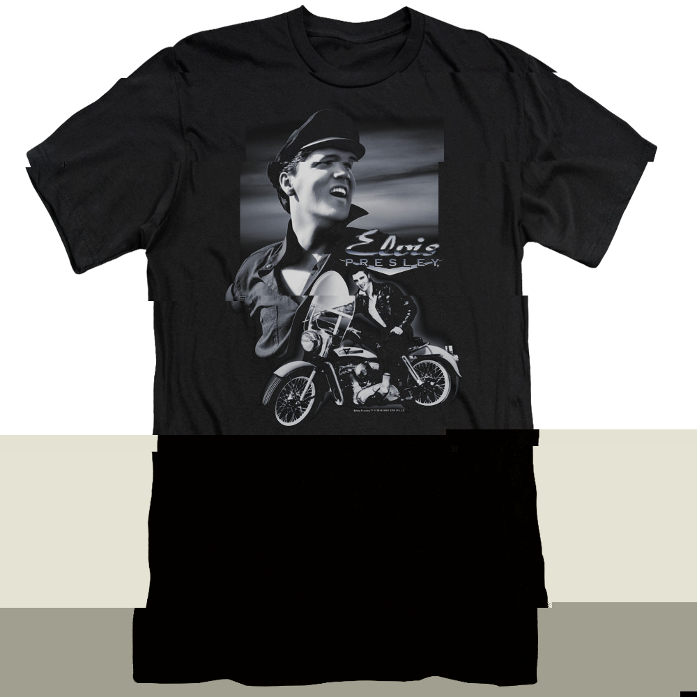 thumbnail image 1 of Elvis Presley Motorcycle Premium Slim Fit 30/1 T-Shirt Black, 1 of 2