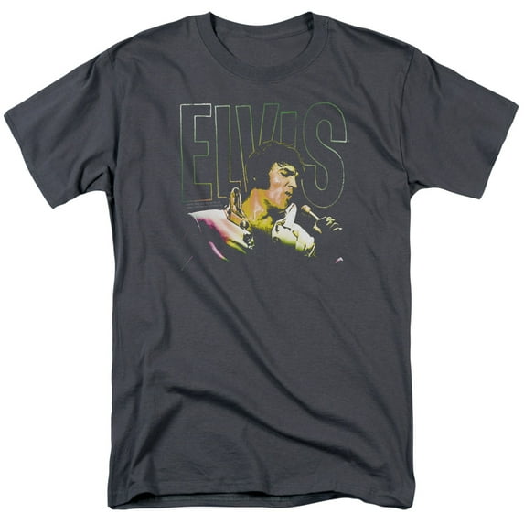 Elvis Presley Multicolored Adult 18/1 T-Shirt Charcoal