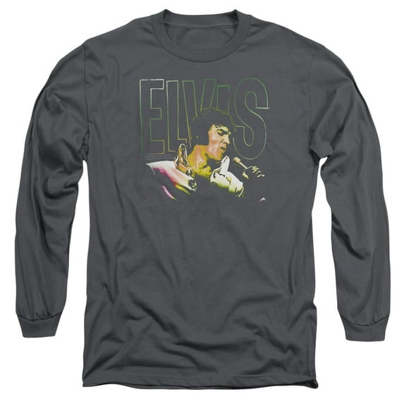 Elvis Presley Multicolored Adult Long Sleeve T-Shirt Charcoal