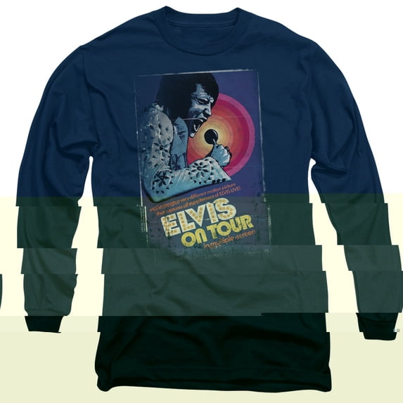 Elvis Presley On Tour Poster Long Sleeve T-Shirt Navy