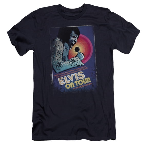 Elvis Presley - On Tour Poster - Premium Slim Fit Short Sleeve Shirt - X-Large