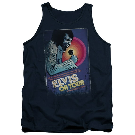 Elvis Presley On Tour Poster Tank Top Navy