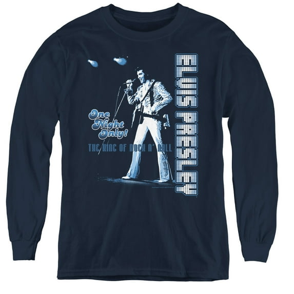 Elvis Presley One Night Only Youth Long Sleeve T-Shirt Navy