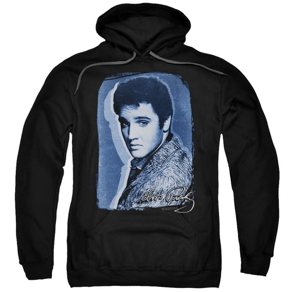 Elvis Presley Overlay Adult Pullover Hoodie Sweatshirt Black