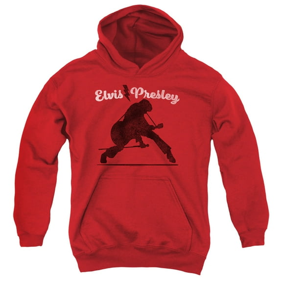 Elvis Presley Overprint Youth Pullover Hoodie Sweatshirt Red