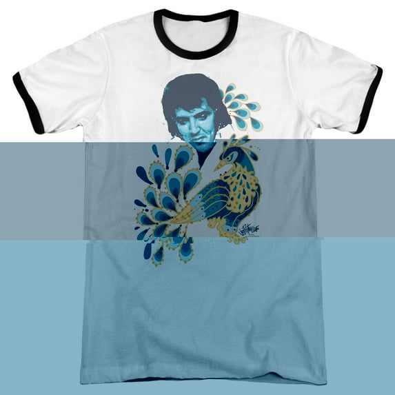 Elvis Presley Peacock Ringer T-Shirt White/Black