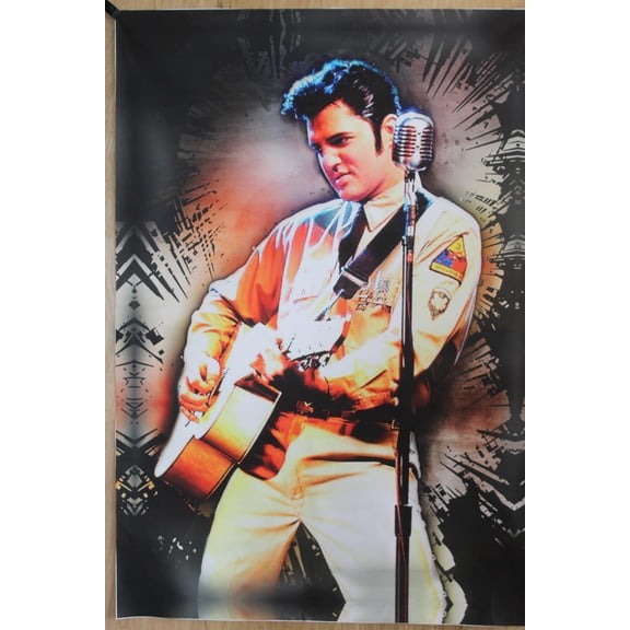 Elvis Presley Playing Guitar, A Giant Unstretched Canvas Wall Art, 44"x64"