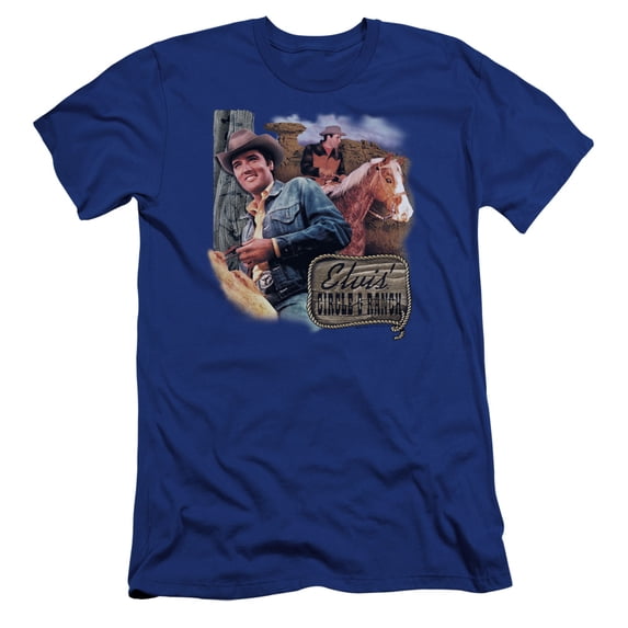 Elvis Presley Ranch Premium Slim Fit 30/1 T-Shirt Royal Blue