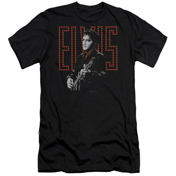 Elvis Presley Red Guitarman Adult 30/1 T-Shirt Black