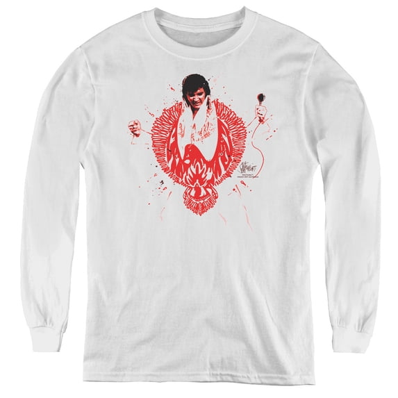 Elvis Presley Red Pheonix Youth Long Sleeve T-Shirt White