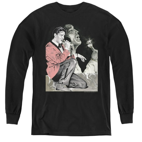 Elvis Presley Rock N Roll Smoke Youth Long Sleeve T-Shirt Black