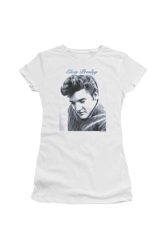 Elvis Presley Script Sweater Girls Jr X-Large White