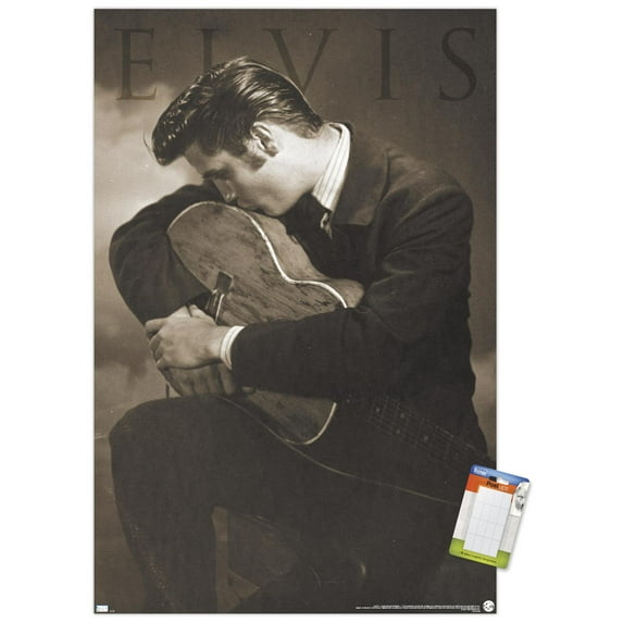 Elvis Presley - Sepia Guitar Wall Poster, 14.725" x 22.375"