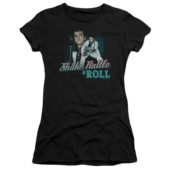 Elvis Presley Shake Rattle And Roll Premium Junior Women's T-Shirt Black