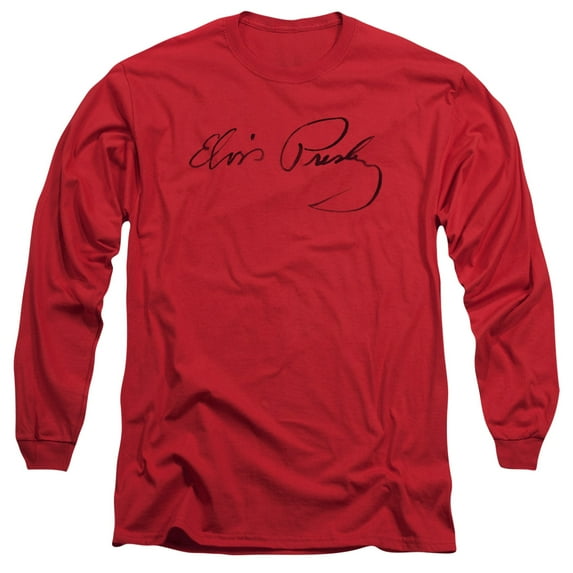Elvis Presley Signature Sketch Adult Long Sleeve T-Shirt Red