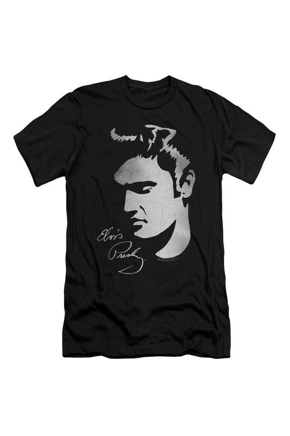 Elvis Presley Simple Face Adult 30/1 T-Shirt Black