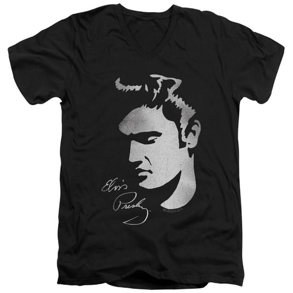 Elvis Presley - Simple Face - Slim Fit V Neck Shirt - Medium