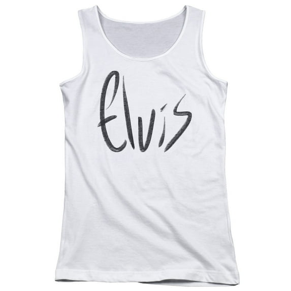 Elvis Presley Sketchy Name Junior Women's Tank Top T-Shirt White