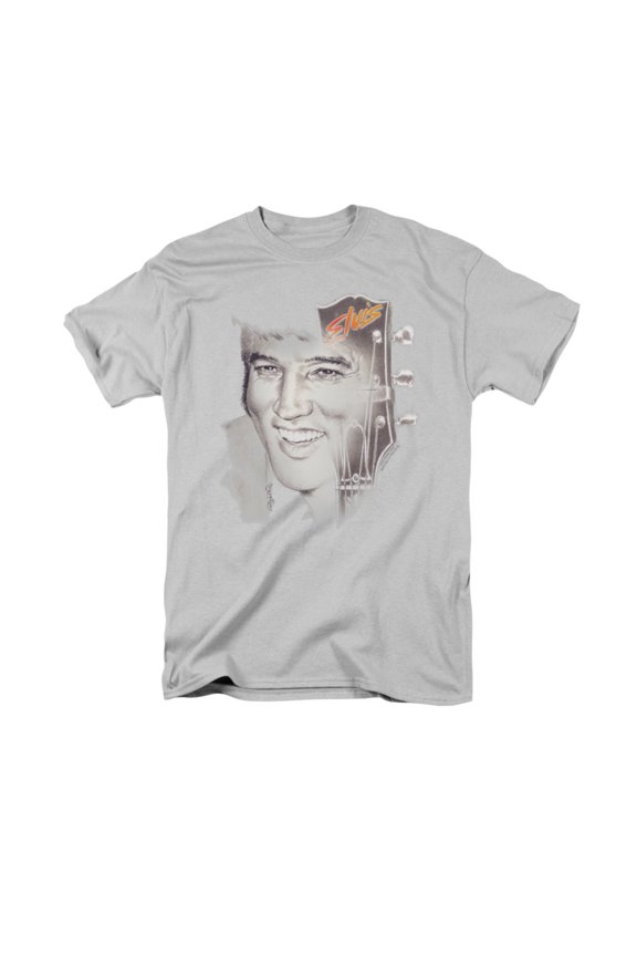 Sportswear ELV583-AT-3 Elvis Presley Smile 2 Adult Regular Fit Short Sleeve T-Shirt, Silver - Large