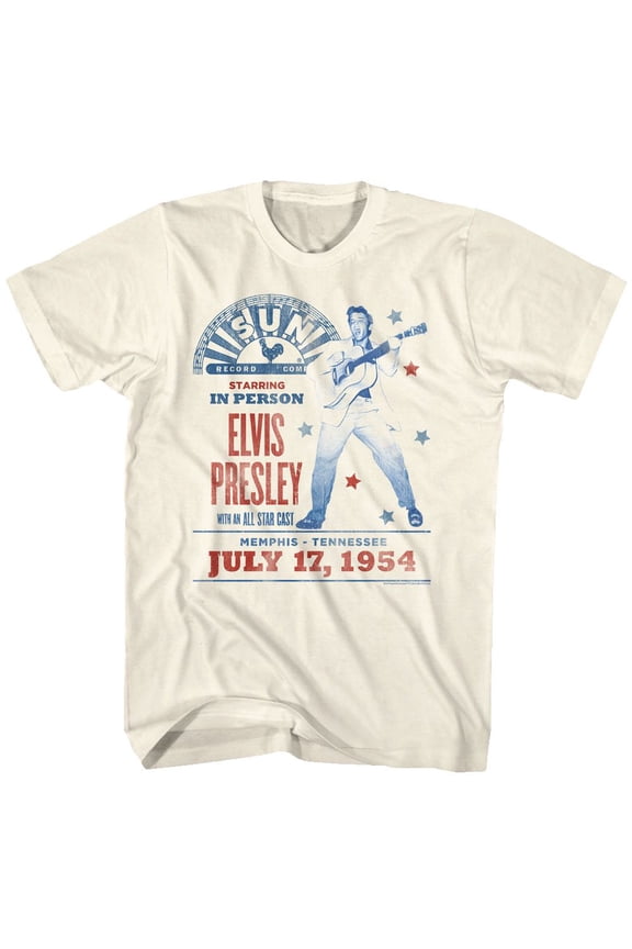 Elvis Presley Sun Records Concert Poster Natural Adult T-Shirt M