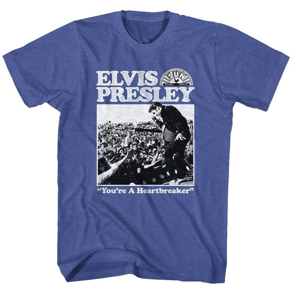 Elvis Presley Sun Records Heartbreaker Royal Heather Adult T-Shirt 2Xl