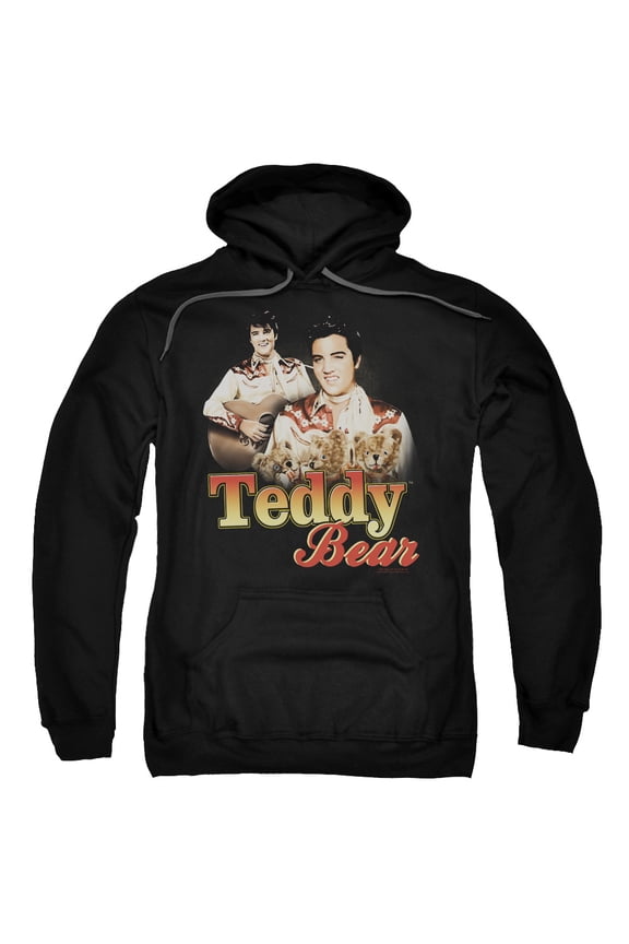 Elvis Presley Teddy Bear Adult Pullover Hoodie Sweatshirt Black