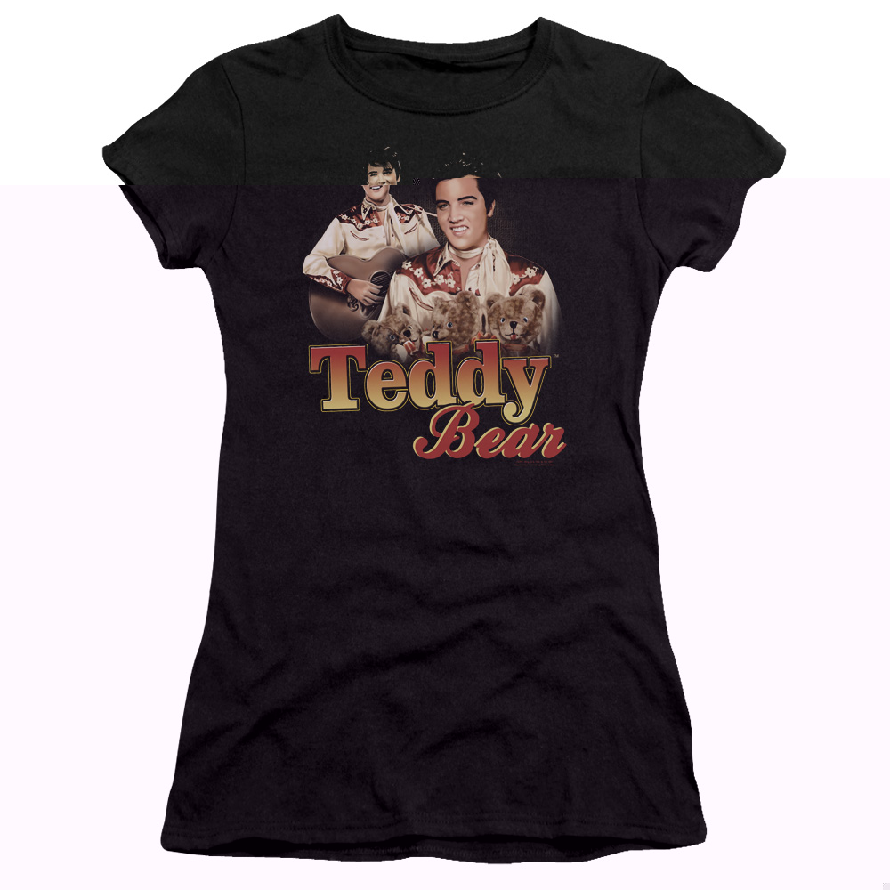 Elvis Presley Teddy Bear Premium Junior Women's T-Shirt Black