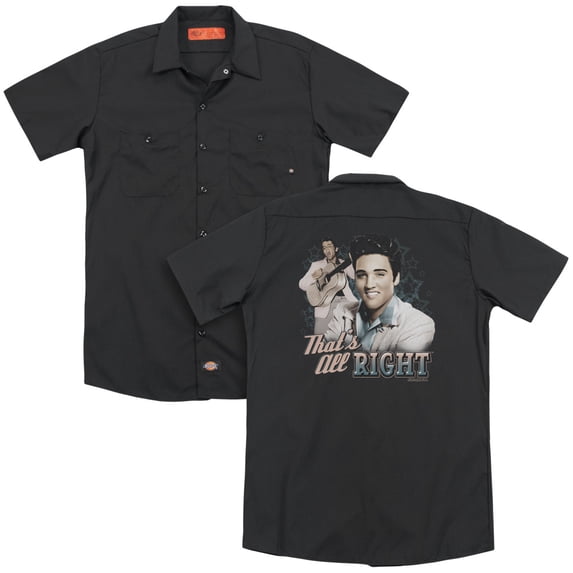 Elvis Presley Thats All Right (Back Print) Adult Work Shirt Black