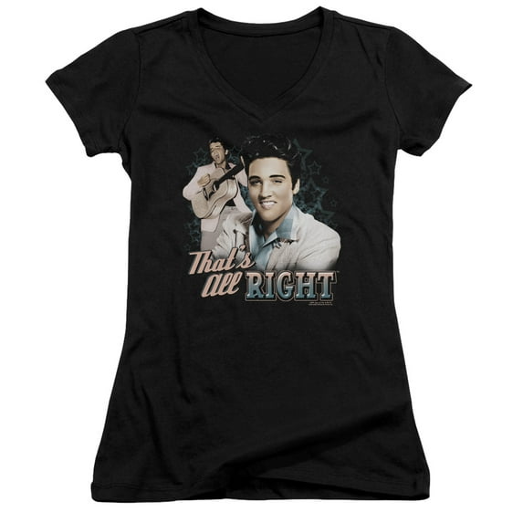 Elvis Presley Thats All Right Junior Women's V-Neck T-Shirt Black