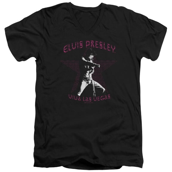 Elvis Presley Viva Las Vegas Star Adult V-Neck T-Shirt Black